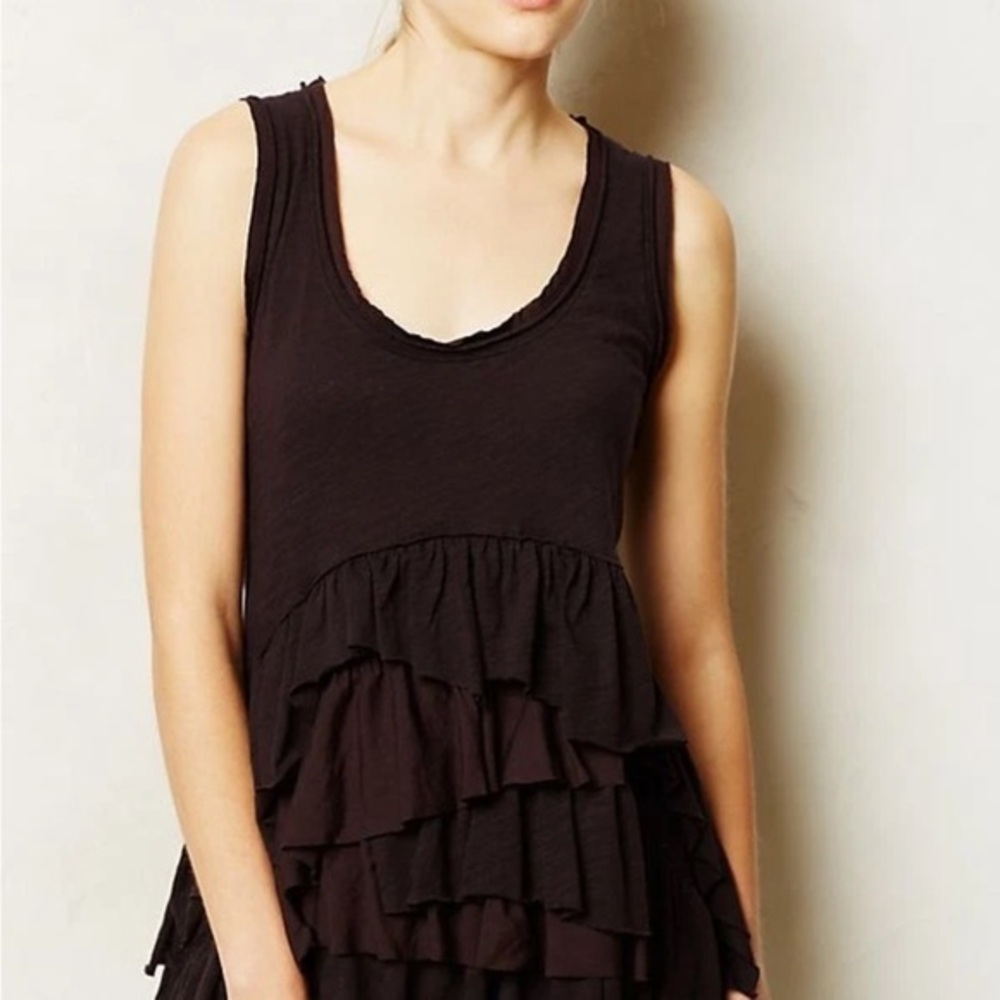 Meadow Rue Black Tiered Asymmetrical Tank Top size XS